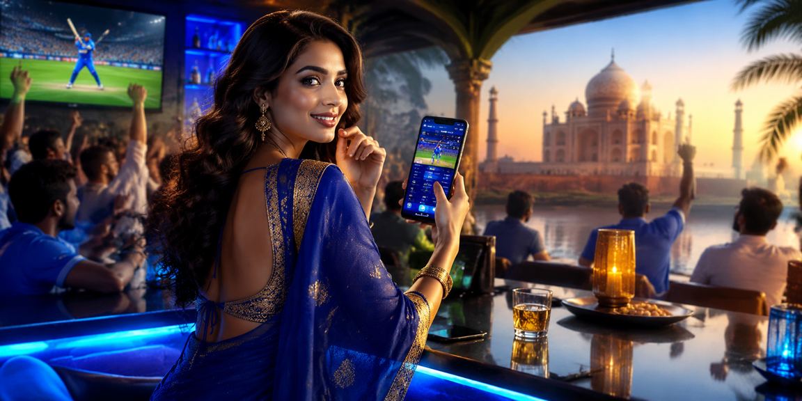 Agra Taj Mahal with cricket betting blue gold theme